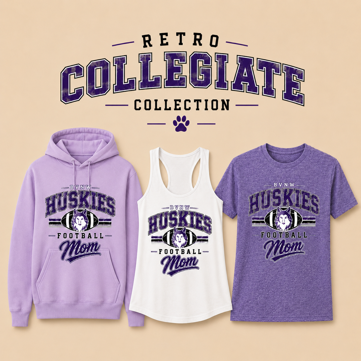 BVNW Football Mom – Retro Collegiate
