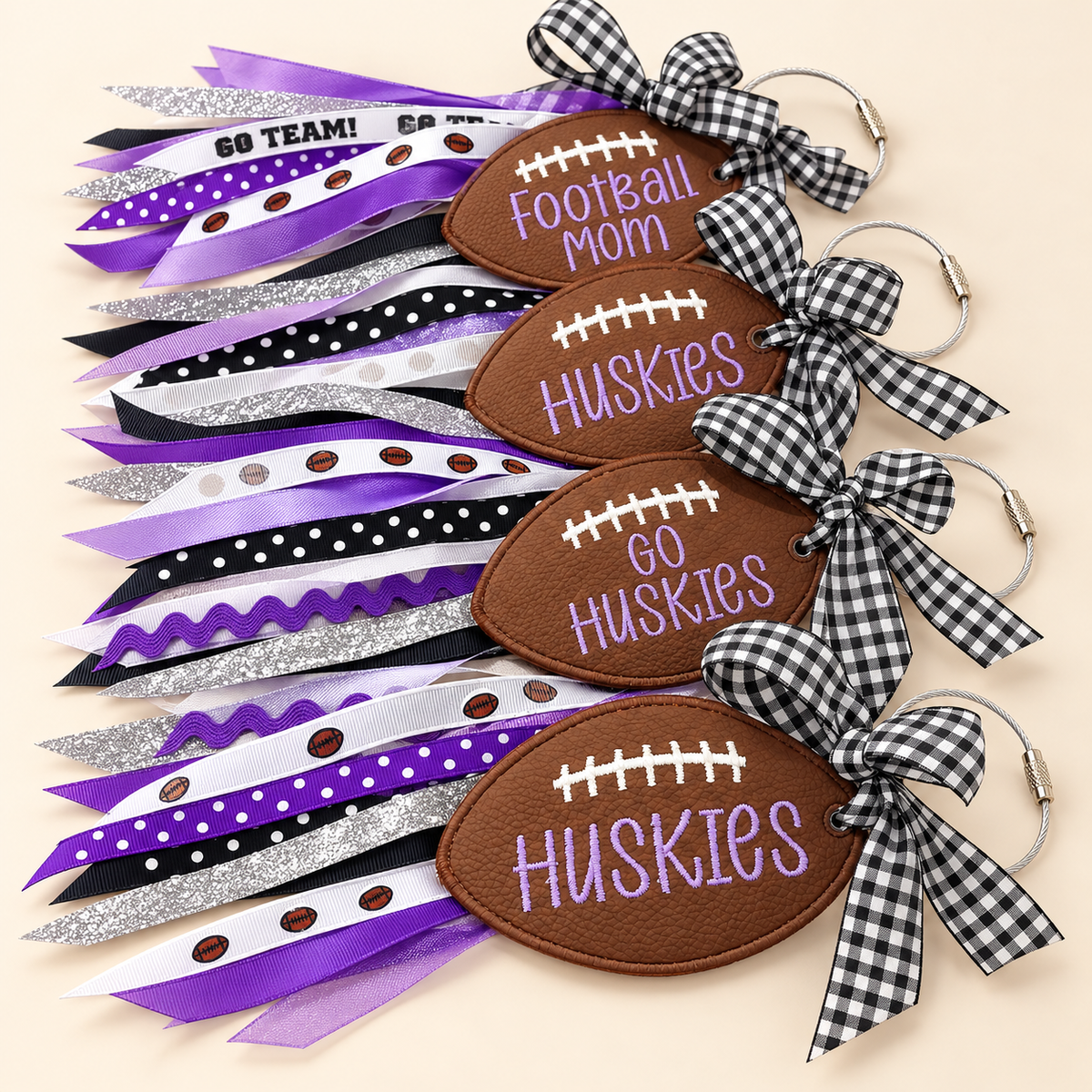 BVNW Football Spirit Bag Tags with Ribbon Tassels
