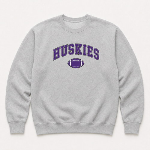 BVNW Huskies Arched Football Crewneck