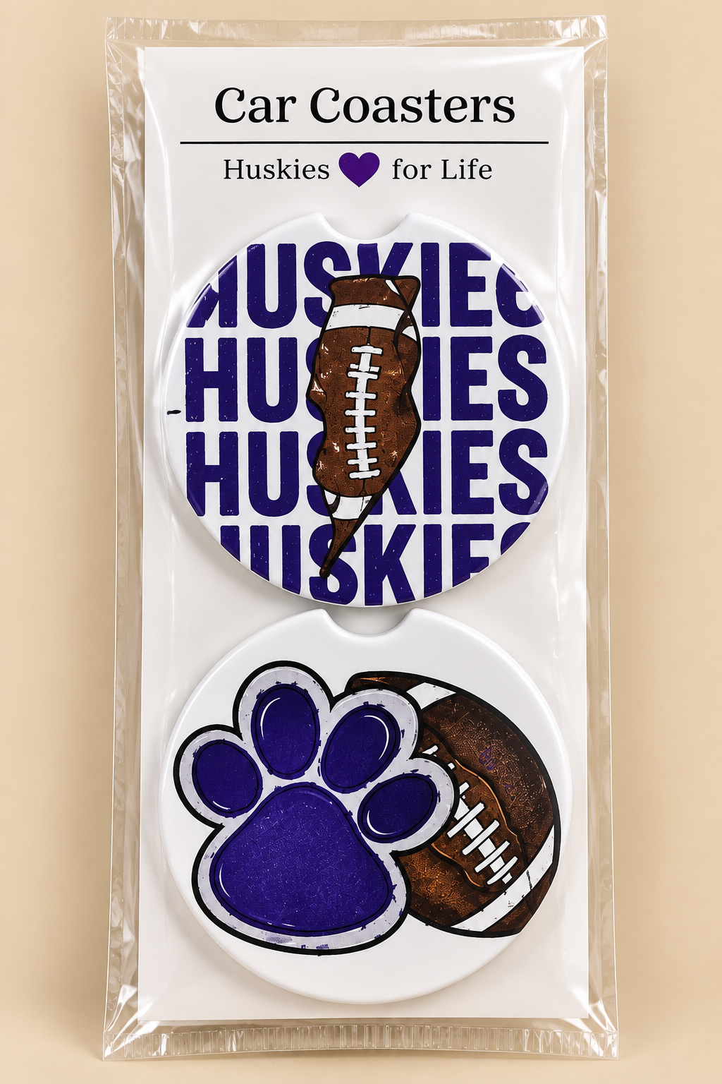 BVNW Huskies Ceramic Car Coasters – Set of 2