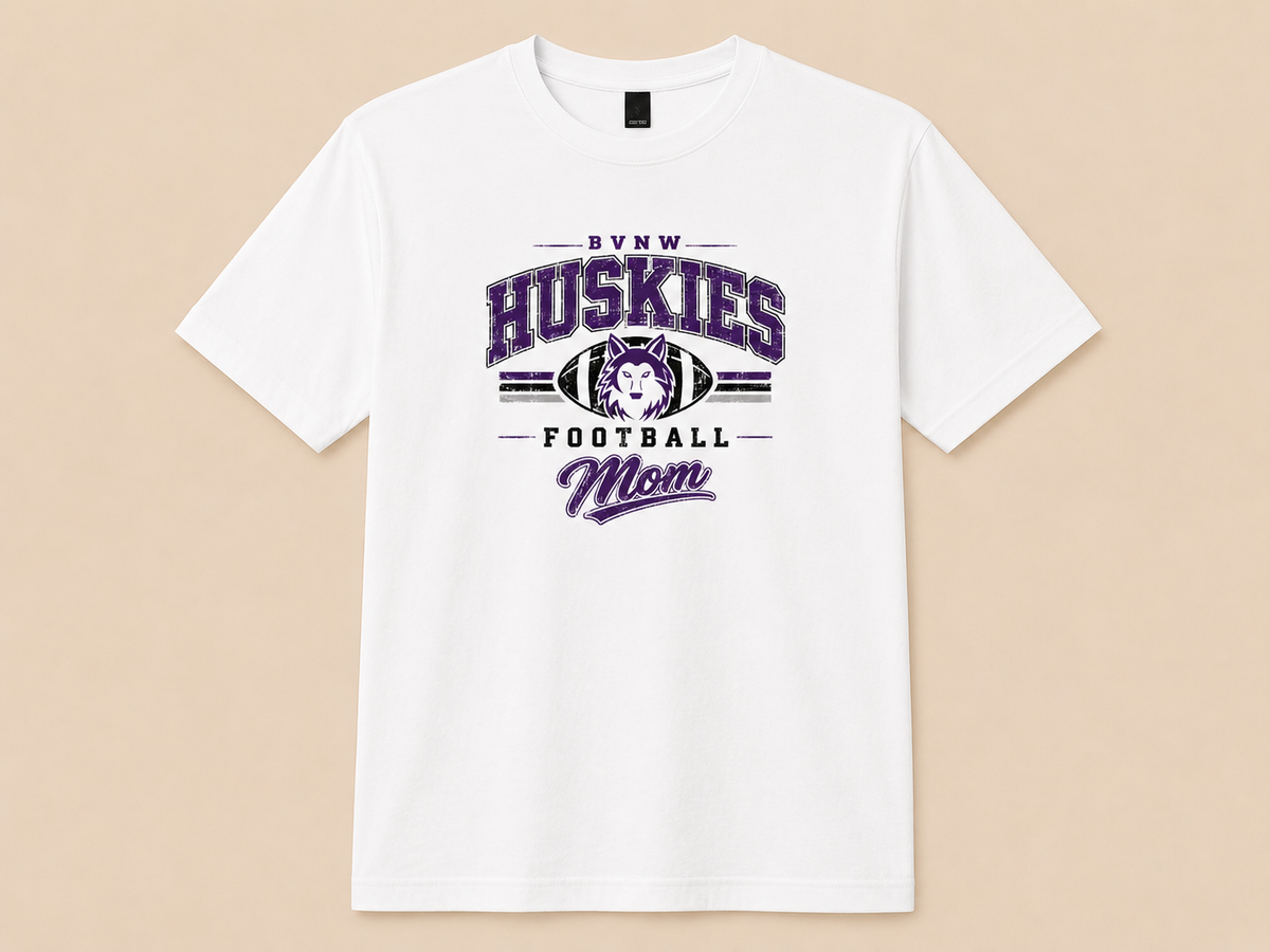 BVNW Huskies Retro Collegiate Football Mom T-Shirt