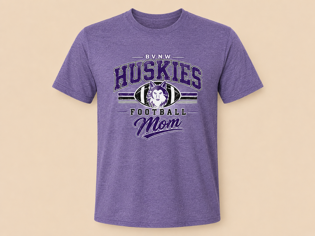 BVNW Huskies Retro Collegiate Football Mom T-Shirt