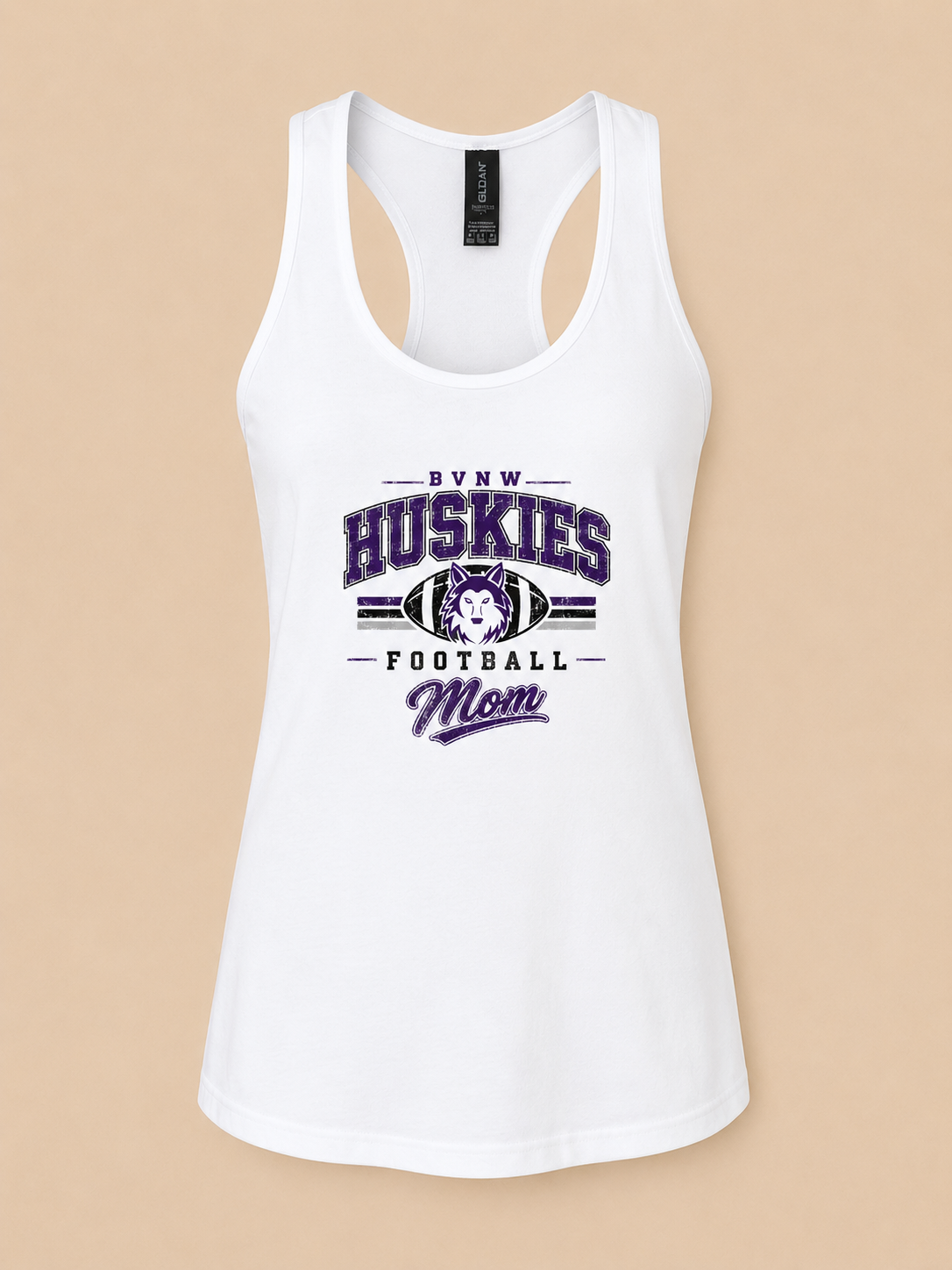 BVNW Huskies Retro Collegiate Football Mom Tank