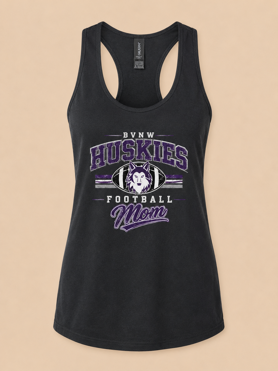 BVNW Huskies Retro Collegiate Football Mom Tank
