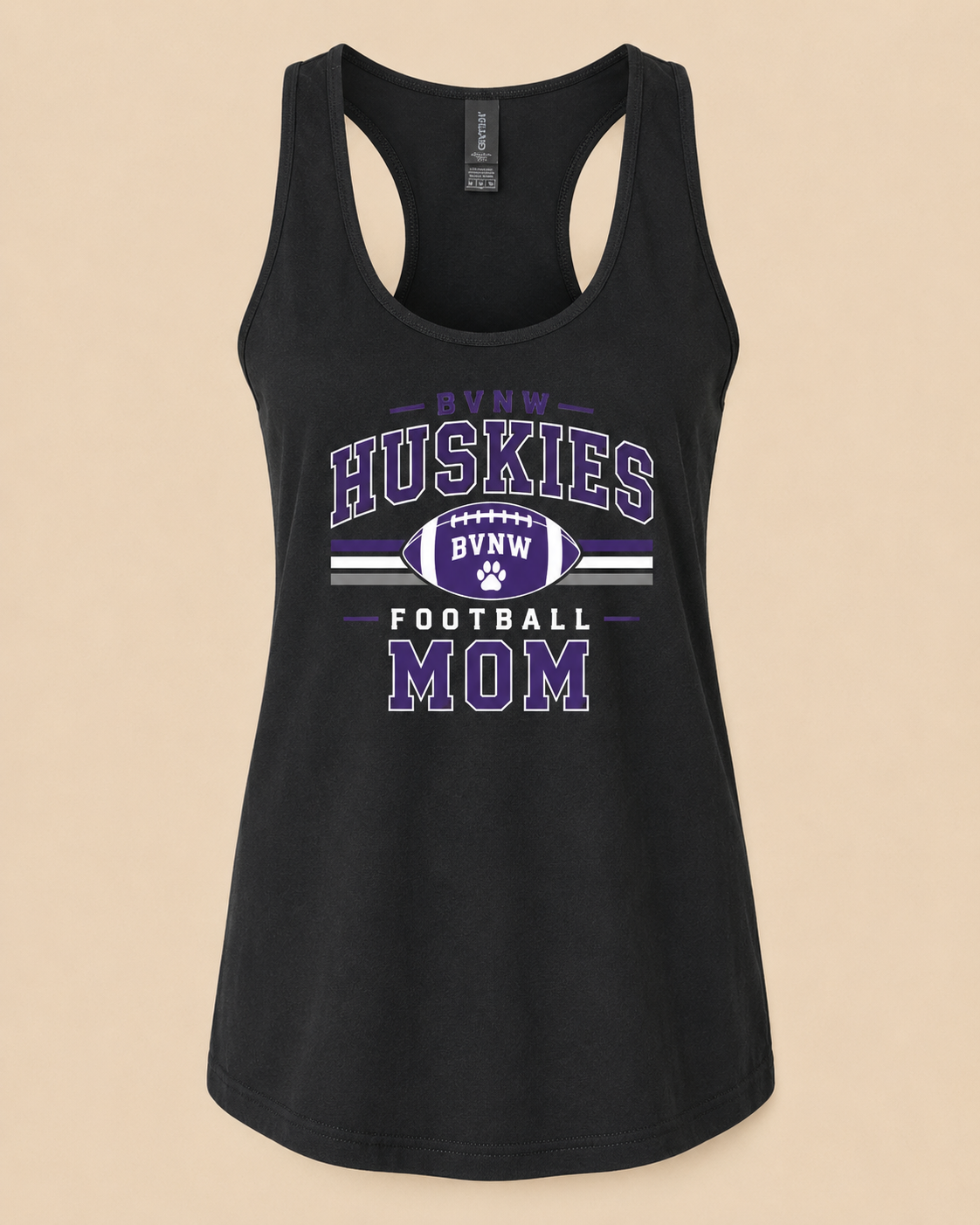 BVNW Huskies Vintage Varsity Football Mom Tank