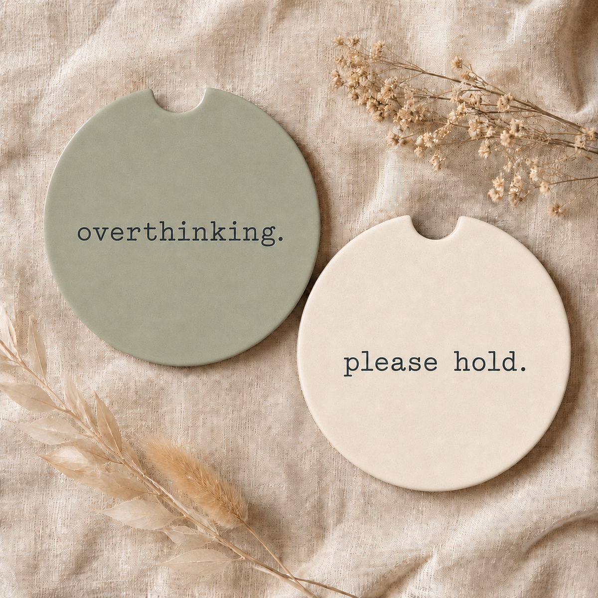 Overthinking Ceramic Car Coaster Set