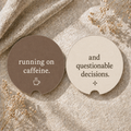 Running on Caffeine Ceramic Car Coaster Set