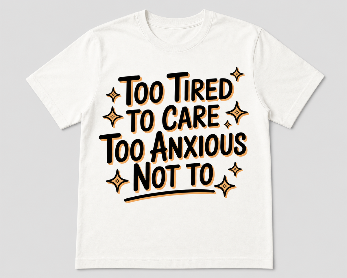 Too Tired To Care, Too Anxious Not To T-Shirt