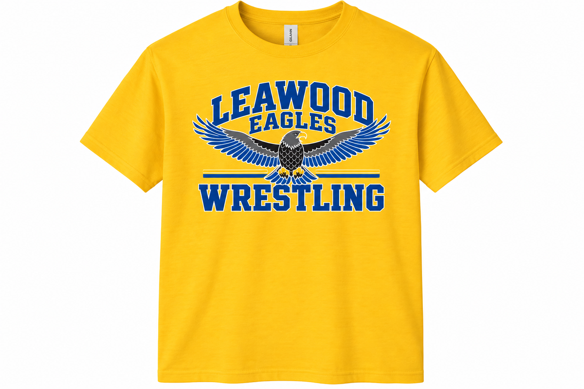 Leawood Middle School Eagles Wrestling Classic yellow T-shirt