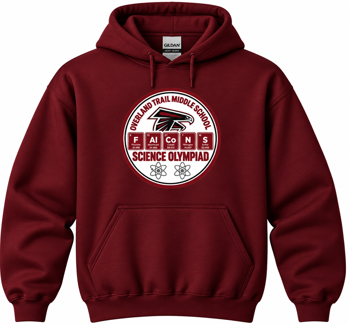 OTMS Science Olympiad Design 2 maroon hoodie