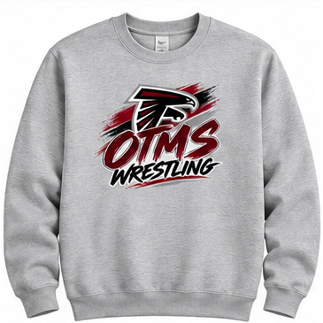 OTMS Wrestling Script heather gray crewneck sweatshirt