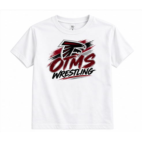 OTMS Wrestling Script white T-shirt